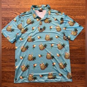BAD BIRDIE GOLF POLO Tropical Pineapple Print Men's Shirt